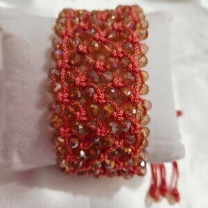 Handmade Coral Macrame Bracelet 7”-8” adjustable NEW